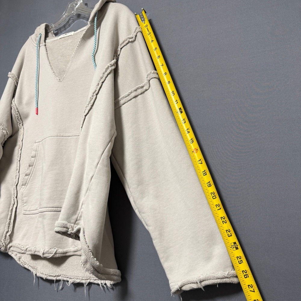 Natural Life Hoodie Womens L/XL Gray Raw Edge Pullover French Terry Boho Earthy - Picture 5 of 10